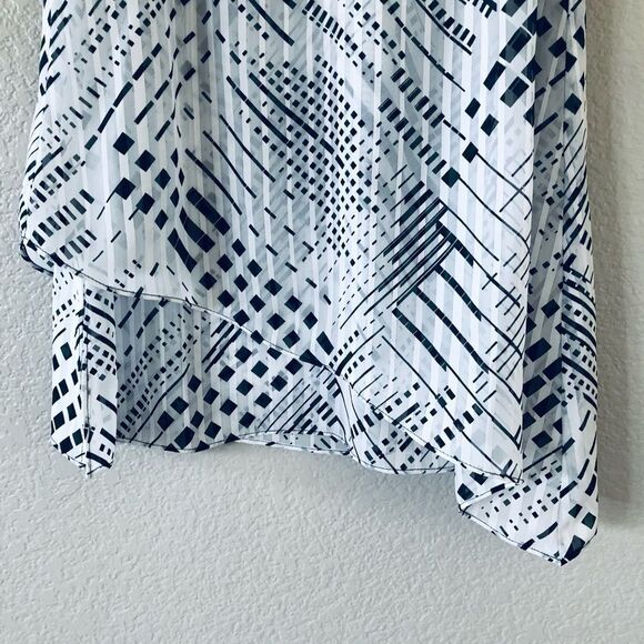 WHBM Layered Asymmetric Draped Print Blouse Top XXS - Picture 3 of 4